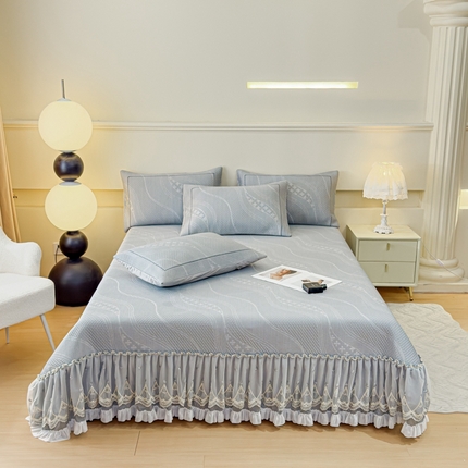 91家纺网 家纺一手货源 找家纺 （总）2025新款A类3d凉感冰豆豆床裙款凉席