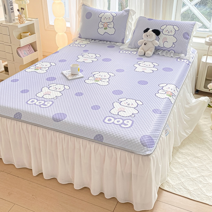 91家纺网 家纺一手货源 找家纺 康纳利2025新款A类冰豆豆床裙款凉席夏被四件套凉感丝空调被送买家秀 波点狗