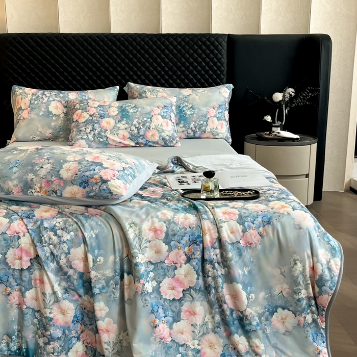 91家纺网 家纺一手货源 找家纺 花满路 2025新款成人夏被 清韵