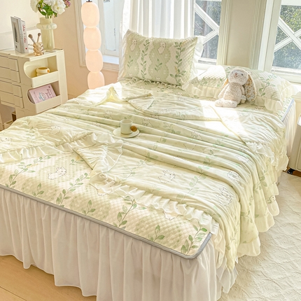 康纳利2025新款A类冰豆豆床裙款凉席夏被四件套凉感丝空调被送买家秀 叶香小兔