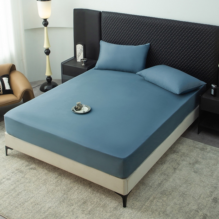 91家纺网 家纺一手货源 找家纺 简宜家居（朝初家纺） 2025新款兰精天丝单床笠 柔肌-宾利蓝