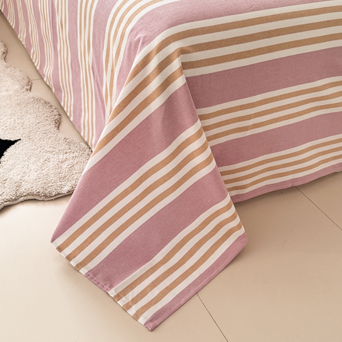 91家纺网 家纺一手货源 找家纺 2025新款全棉色织老粗布四件套 粉恋