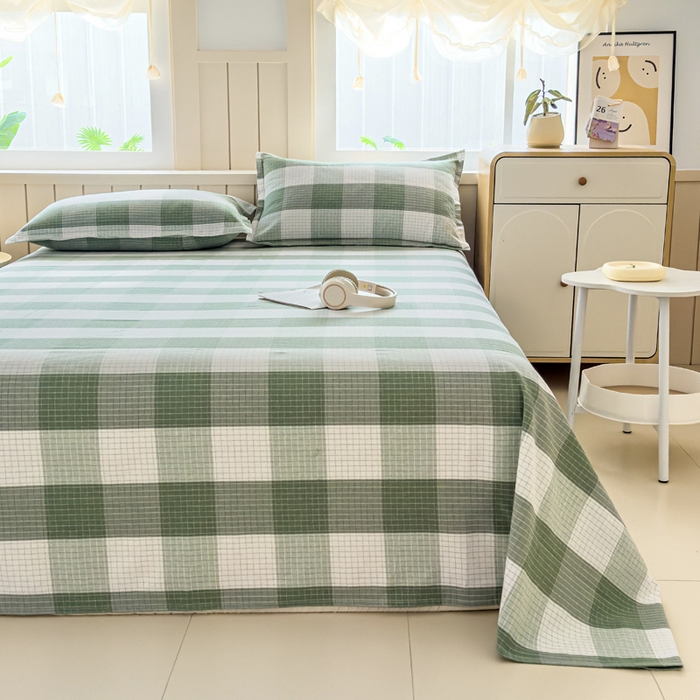 91家纺网 家纺一手货源 找家纺 2025新款全棉色织老粗布单床单 言格