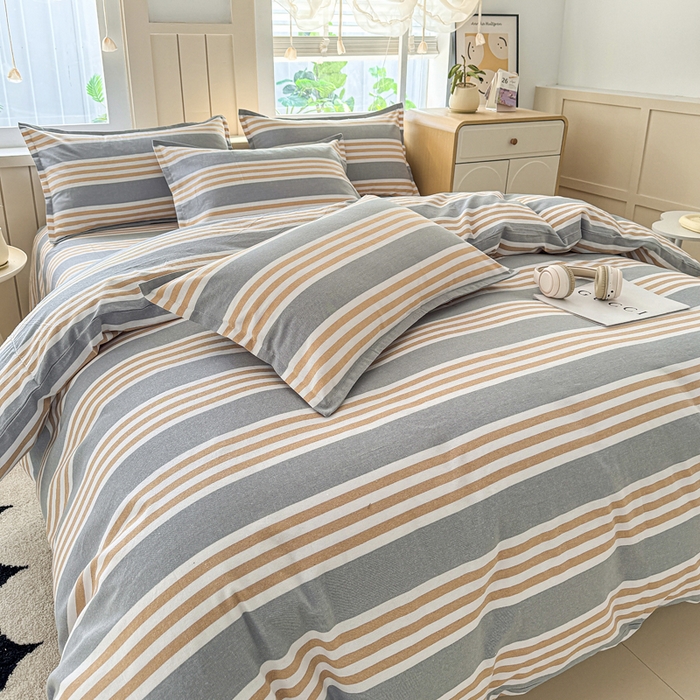 91家纺网 家纺一手货源 找家纺 2025新款全棉色织老粗布四件套 迟暮