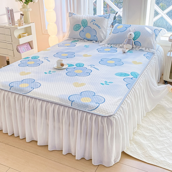 91家纺网 家纺一手货源 找家纺 康纳利2025新款A类冰豆豆床裙款凉席夏被四件套凉感丝空调被送买家秀 花语