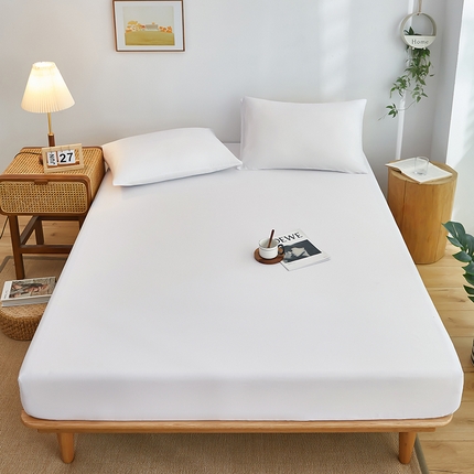 91家纺网 家纺一手货源 找家纺 艾橙家纺 2025新款正宗133x72喷气织造全棉纯棉纯色床笠三件套 雪月白