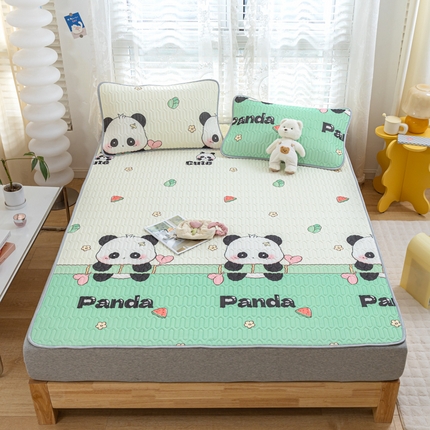 默忆 2025新款凉感丝印花乳胶凉席 熊猫贝贝