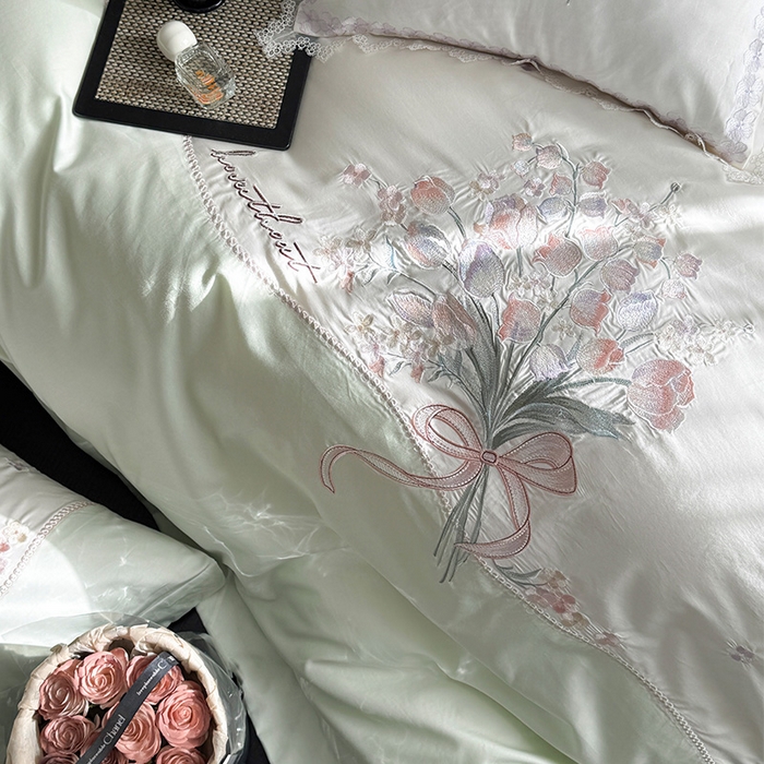 91家纺网 家纺一手货源 找家纺 优悦生活馆 2025新款全棉新疆长绒棉四件套-鸢尾花畔 控价 鸢尾花畔-夏至绿