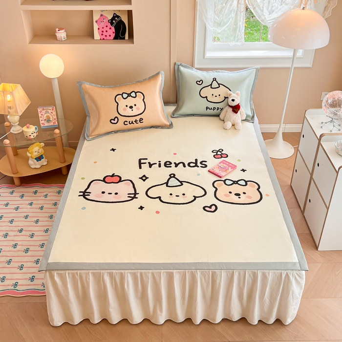 91家纺网 家纺一手货源 找家纺 （总）慕尚2025新款大板卡通冰丝席三件套