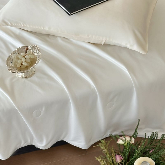 91家纺网 家纺一手货源 找家纺 茧羽世家 2025天丝纯色床笠夏被被子如丝系列 如丝 本白