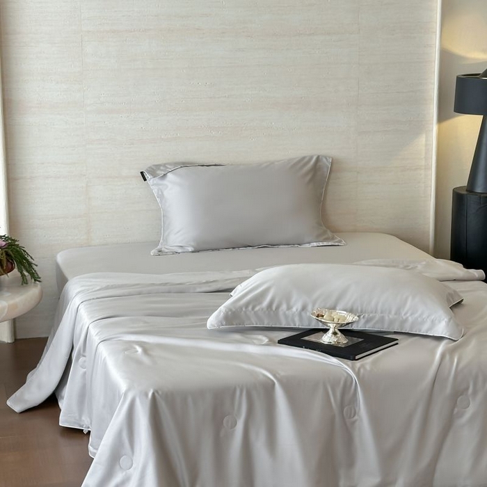 91家纺网 家纺一手货源 找家纺 茧羽世家 2025天丝纯色床笠夏被被子如丝系列 如丝 蜜桃灰