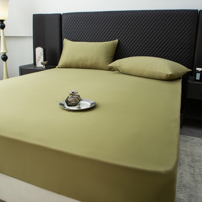 91家纺网 家纺一手货源 找家纺 简宜家居（朝初家纺） 2025新款兰精天丝单床笠 柔肌-松绿