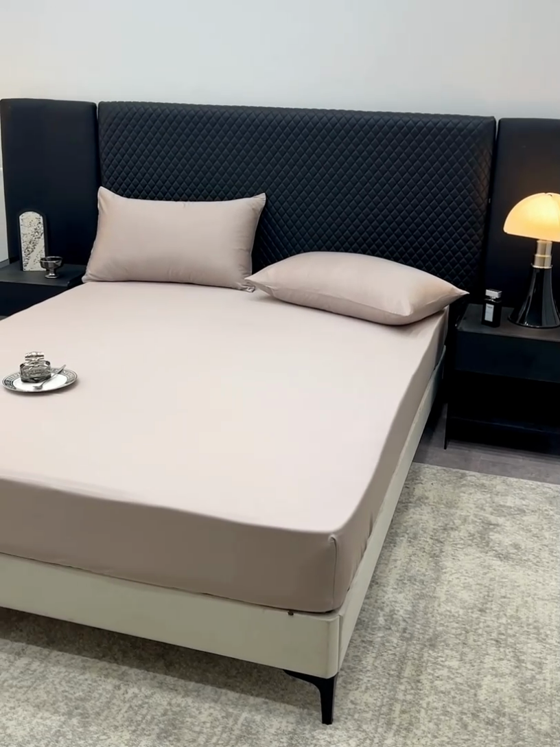 91家纺网 家纺一手货源 找家纺 简宜家居（朝初家纺） 2025新款兰精天丝单床笠 柔肌-棕咖