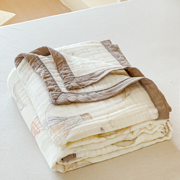 91家纺网 家纺一手货源 找家纺 乐家毛巾被2025新款全棉六层一体超柔泡泡纱多功能毯 热气球