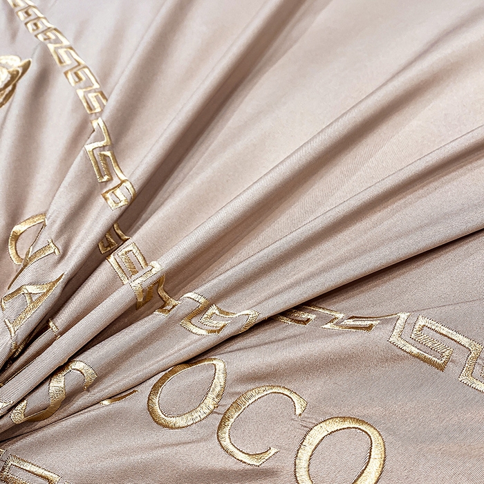 91家纺网 家纺一手货源 找家纺 富宁2025新款浮雕金丝提花刺绣四件套-恋花 麦穗咖