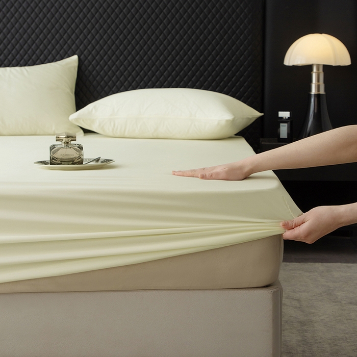 91家纺网 家纺一手货源 找家纺 简宜家居（朝初家纺） 2025新款兰精天丝单床笠 柔肌-绵白