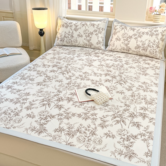 91家纺网 家纺一手货源 找家纺 绒艺席业 2025新款600D冰丝印花数码印花冰藤席赫本风系列 伊甸园