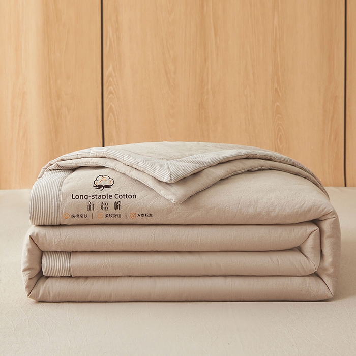 91家纺网 家纺一手货源 找家纺 2025新款无印风纯色100%新疆棉夏被夏凉被空调被棉花夏被棉花被子被芯爆款可机洗（包检测） 新疆棉-卡其