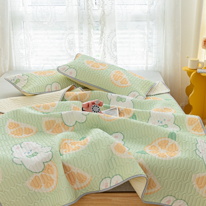 91家纺网 家纺一手货源 找家纺 默忆 2025新款凉感丝印花乳胶凉席 清凉夏日