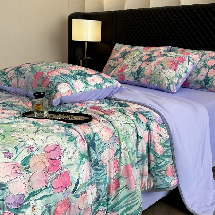 91家纺网 家纺一手货源 找家纺 花满路 2025新款成人夏被 碧海