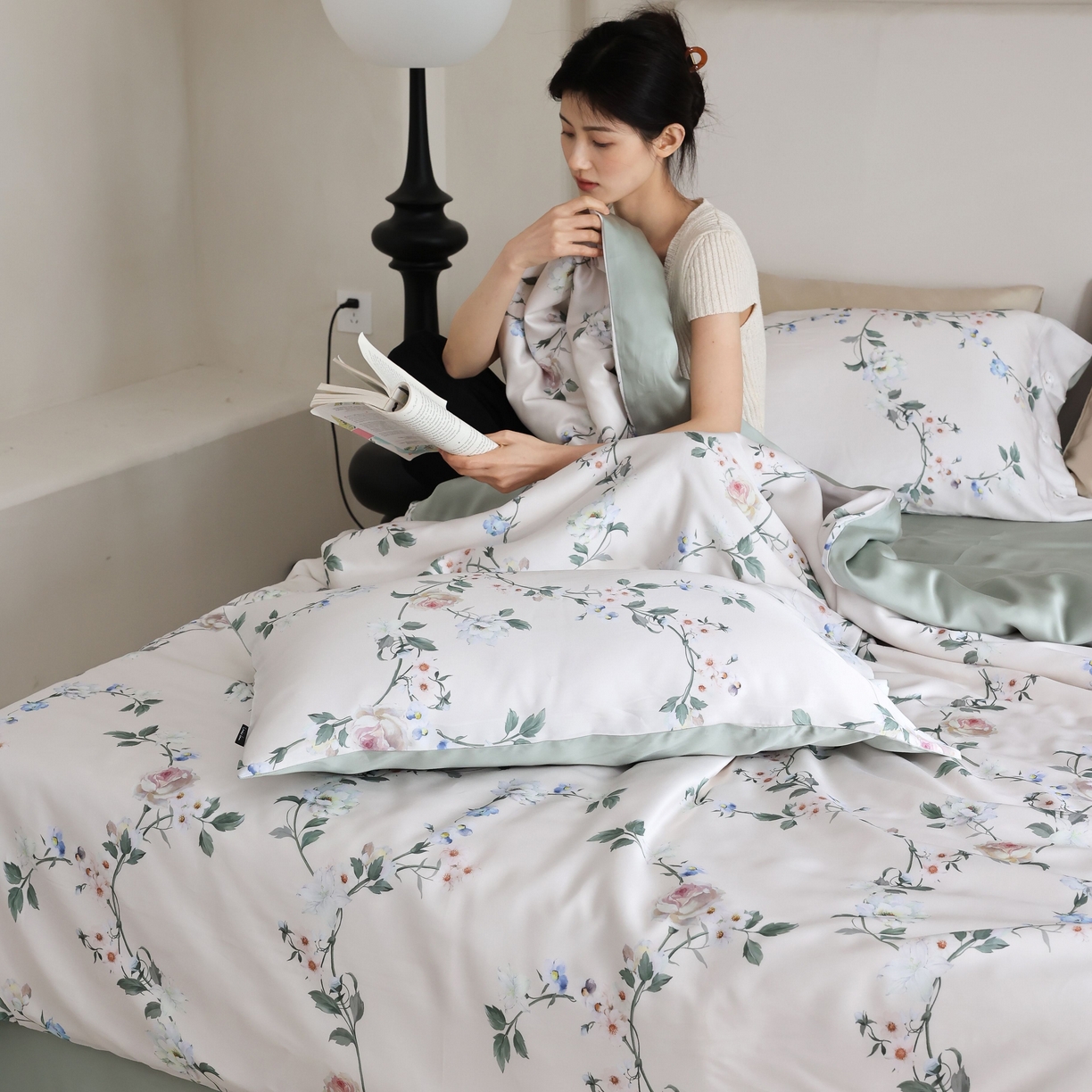 91家纺网 家纺一手货源 找家纺 玉宇阁 2025新款60S兰精天丝印花四件套 春棠