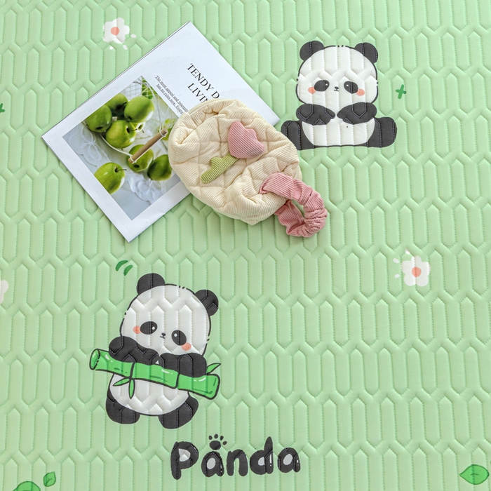 91家纺网 家纺一手货源 找家纺 默忆 2025新款凉感丝印花乳胶凉席 开心熊猫