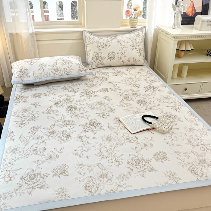 91家纺网 家纺一手货源 找家纺 绒艺席业 2025新款600D冰丝印花数码印花冰藤席赫本风系列 春风吹