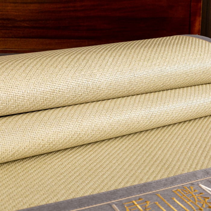 91家纺网 家纺一手货源 找家纺 卡罗兰 2025新款藤席凉席三件套床单床笠黄金藤系列 黄金藤香槟金-床席