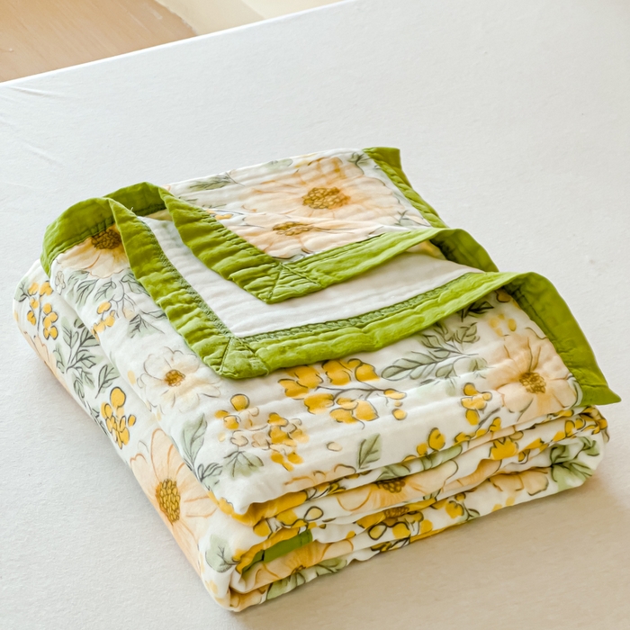 91家纺网 家纺一手货源 找家纺 乐家毛巾被2025新款全棉六层一体超柔泡泡纱多功能毯 春日宴