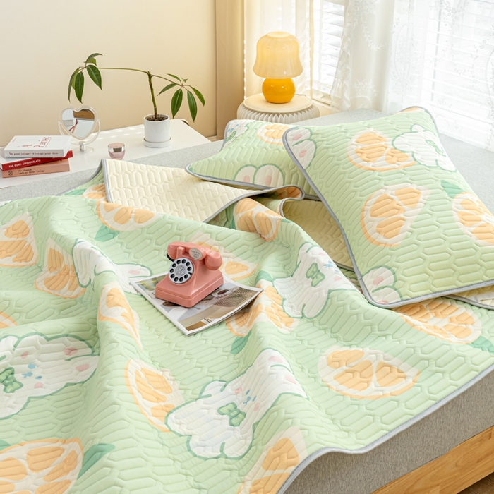 91家纺网 家纺一手货源 找家纺 默忆 2025新款凉感丝印花乳胶凉席 清凉夏日