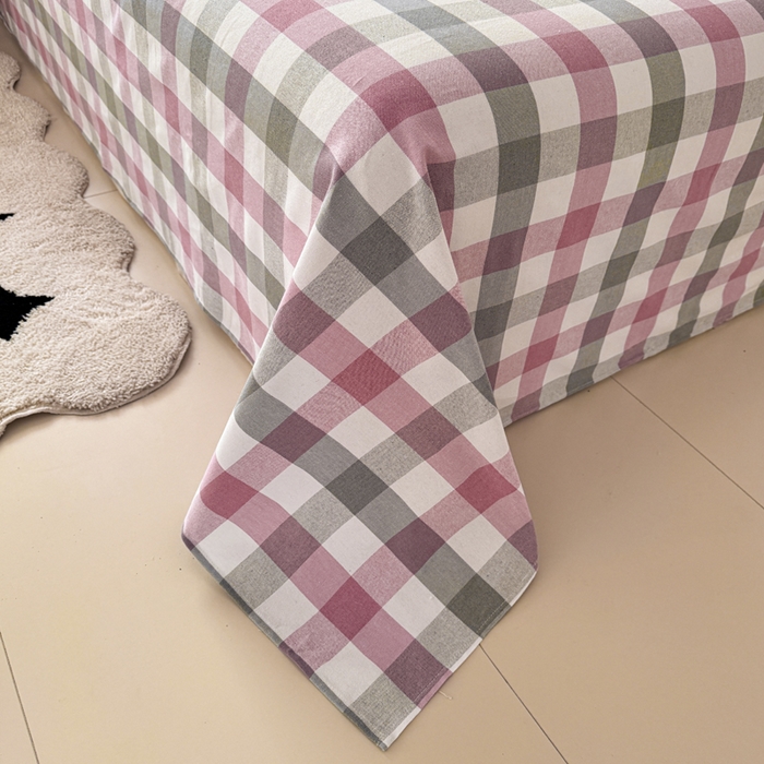 91家纺网 家纺一手货源 找家纺 2025新款全棉色织老粗布单床单 花格