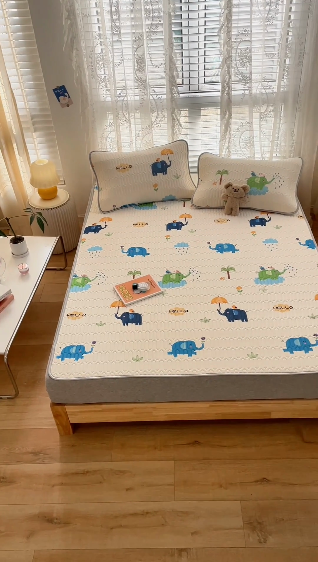 91家纺网 家纺一手货源 找家纺 默忆 2025新款凉感丝印花乳胶凉席 快乐小象