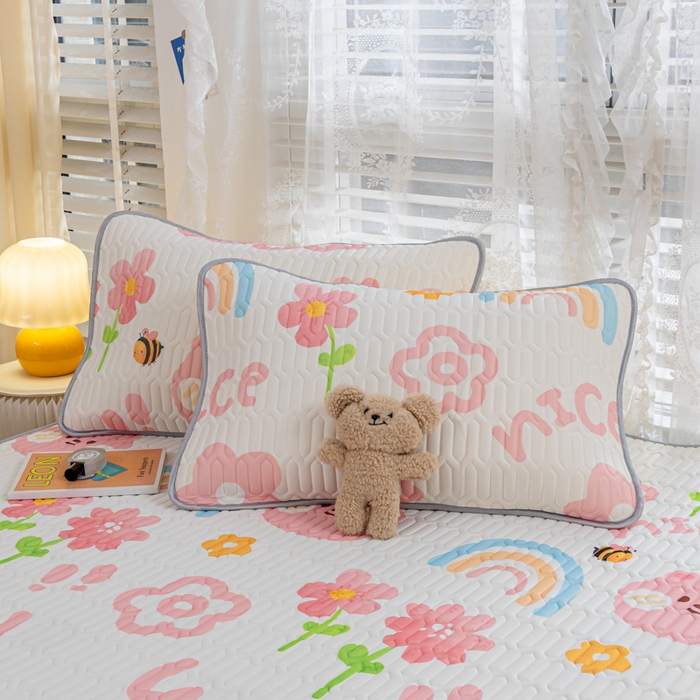 91家纺网 家纺一手货源 找家纺 默忆 2025新款凉感丝印花乳胶凉席 开心花园