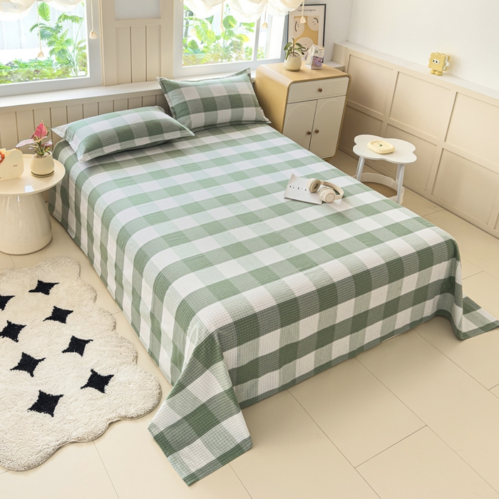 91家纺网 家纺一手货源 找家纺 2025新款全棉色织老粗布单床单 言格