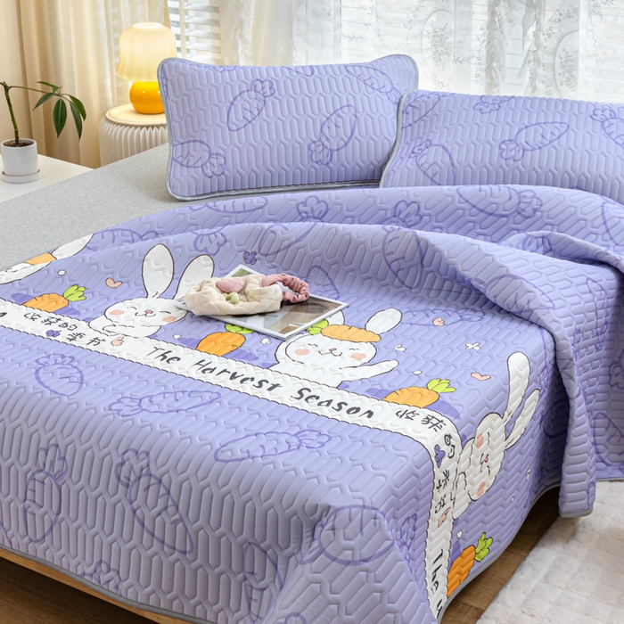 91家纺网 家纺一手货源 找家纺 默忆 2025新款凉感丝印花乳胶凉席 开心派对