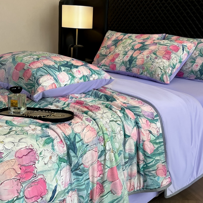 91家纺网 家纺一手货源 找家纺 花满路 2025新款成人夏被 碧海