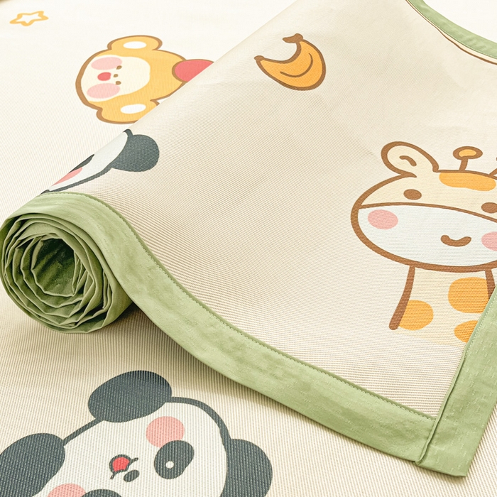 91家纺网 家纺一手货源 找家纺 绒艺席业 2025新款600D冰丝印花数码印花冰藤席卡通小清新系列 动物派对