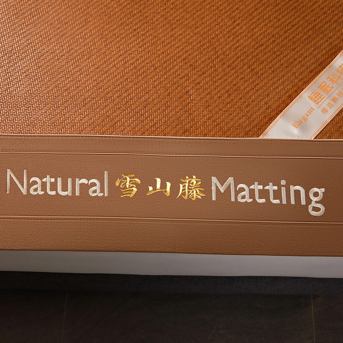 91家纺网 家纺一手货源 找家纺 卡罗兰 2025新款藤席凉席三件套床单床笠黄金藤系列 黄金藤经典咖-床席