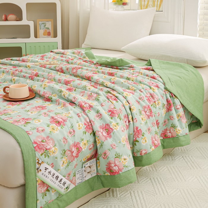 91家纺网 家纺一手货源 找家纺 锦鹭被业 2025新款A类里外全棉印花夏被 花团锦簇