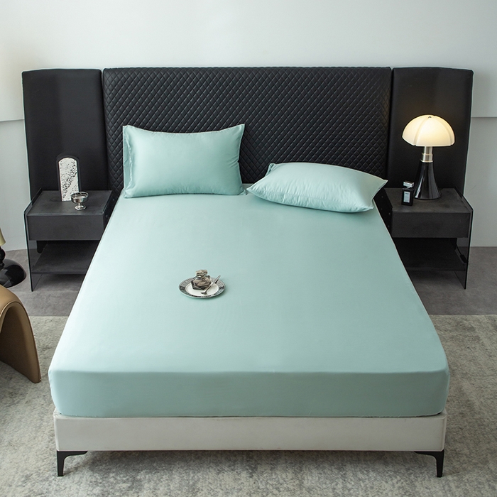 91家纺网 家纺一手货源 找家纺 简宜家居（朝初家纺） 2025新款兰精天丝单床笠 柔肌-水绿