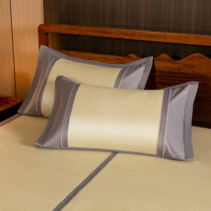 91家纺网 家纺一手货源 找家纺 卡罗兰 2025新款藤席凉席三件套床单床笠黄金藤系列 黄金藤香槟金-床席