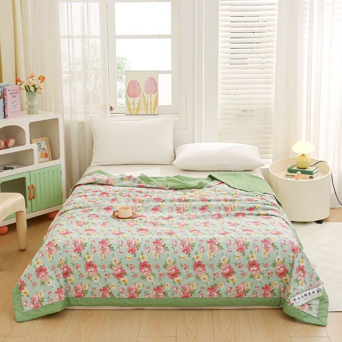 91家纺网 家纺一手货源 找家纺 锦鹭被业 2025新款A类里外全棉印花夏被 花团锦簇