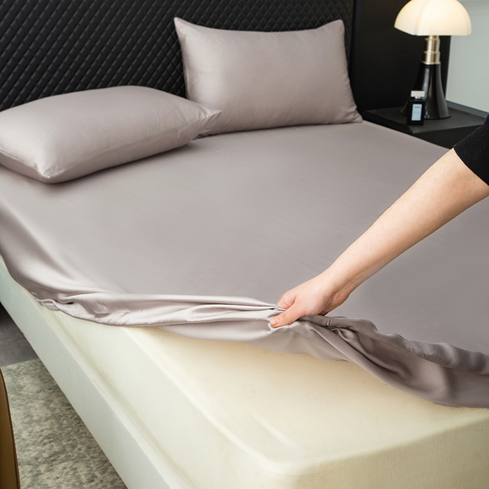 91家纺网 家纺一手货源 找家纺 简宜家居（朝初家纺） 2025新款兰精天丝单床笠 柔肌-棕咖