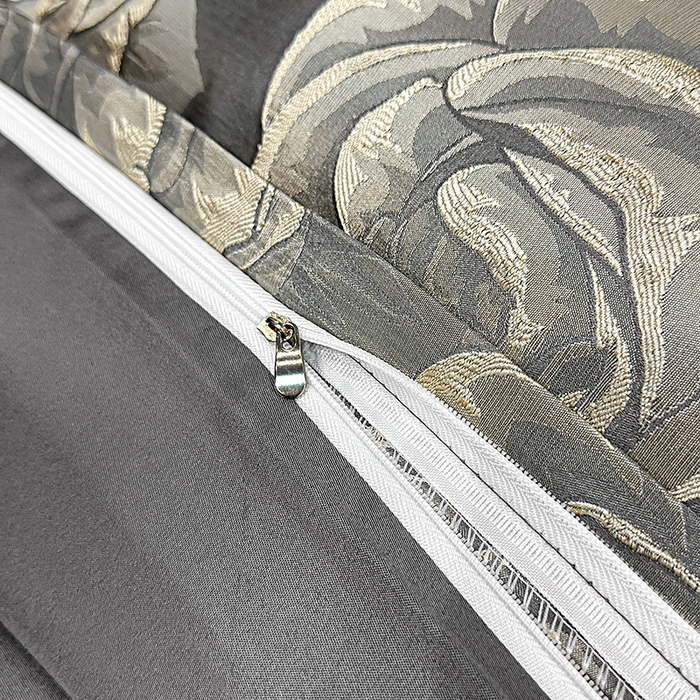 91家纺网 家纺一手货源 找家纺 富宁2025新款浮雕金丝提花刺绣四件套-恋花 曜石灰