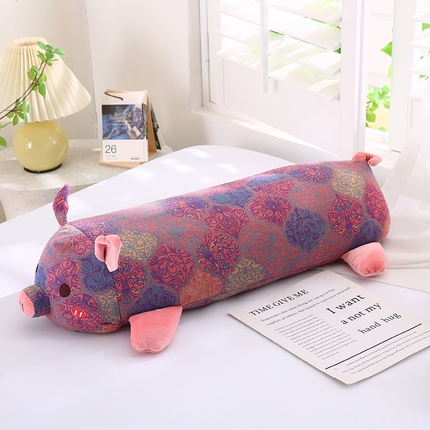 91家纺网 家纺一手货源 找家纺 2025开心猪全棉双层纱卡通儿童枕芯成人荞麦枕头 深粉