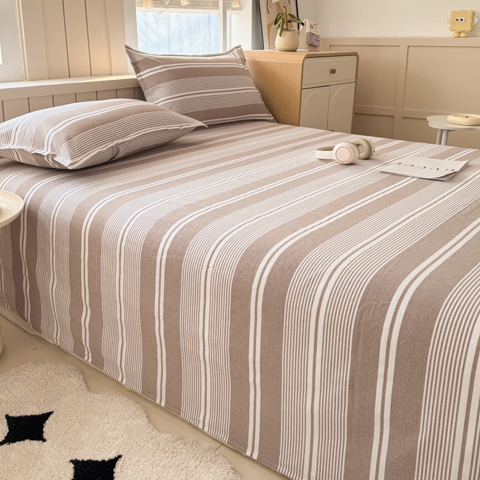 91家纺网 家纺一手货源 找家纺 2025新款全棉色织老粗布四件套 咖格