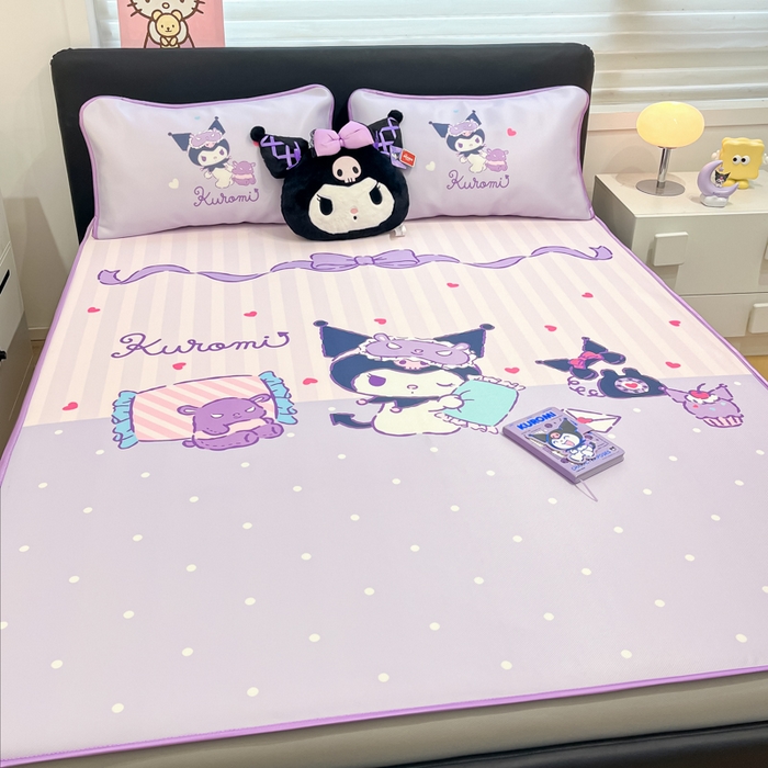 91家纺网 家纺一手货源 找家纺 暮思家居 2025新款正版授权A类大版数码印花三丽鸥可机洗1200D冰丝凉席可组合针织棉夏被四件套床笠款 床笠款-甜蜜库洛米