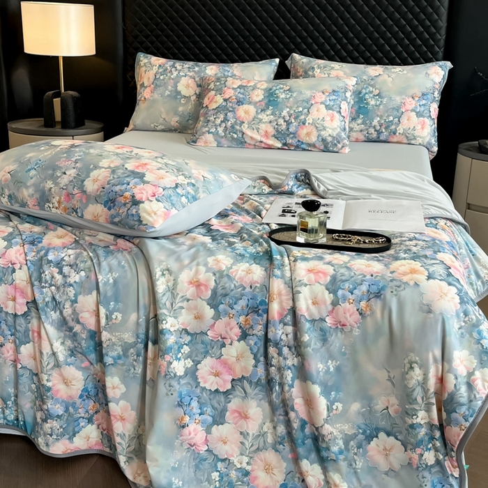 91家纺网 家纺一手货源 找家纺 花满路 2025新款成人夏被 清韵