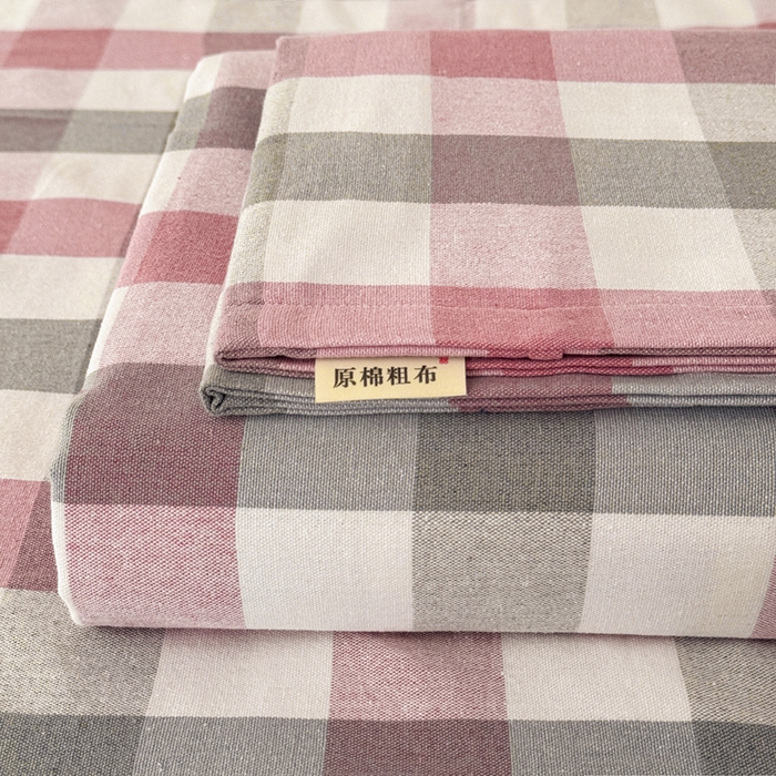 91家纺网 家纺一手货源 找家纺 2025新款全棉色织老粗布单床单 花格