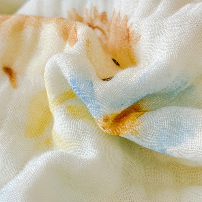 91家纺网 家纺一手货源 找家纺 乐家毛巾被2025新款全棉六层一体超柔泡泡纱多功能毯 小刺猬